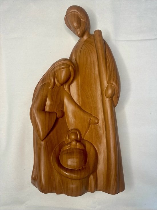 Other - Vintage Olive Wood Handmade Holy Family Sculpture